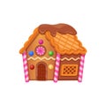 Gingerbread house cartoon vector illustration isolated on white background. Royalty Free Stock Photo